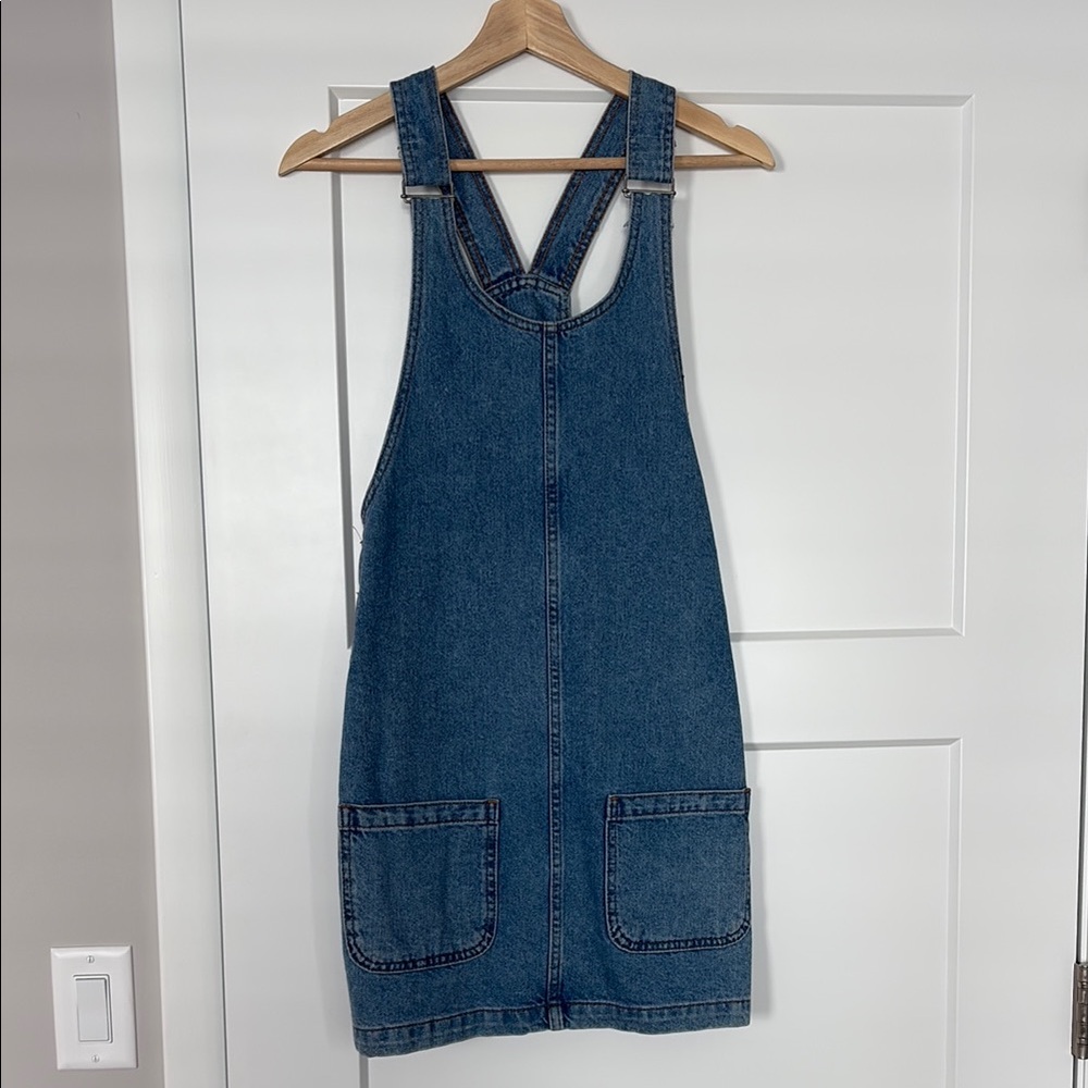 Topshop Denim Overalls Dress